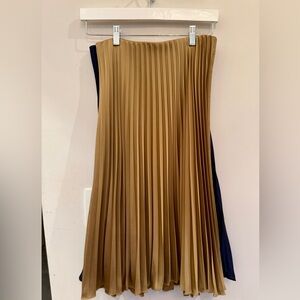 J. Crew champagne pleated silk midi skirt, size XS